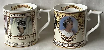 Buy Two Sutherland Bone China Mugs, Golden Jubilee Of H.M. Queen Elizabeth II 2002. • 5£