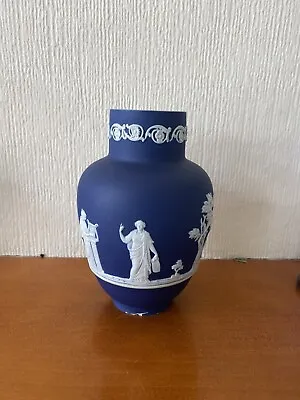 Buy Adams Tunstall Jasperware Vintage Cobalt Blue Baluster Vase Classic Figures • 10.50£