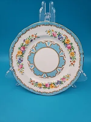 Buy Vintage Crown Staffordshire Lyric Tunis Blue Side Bread Plate Floral Bands 6  • 8£