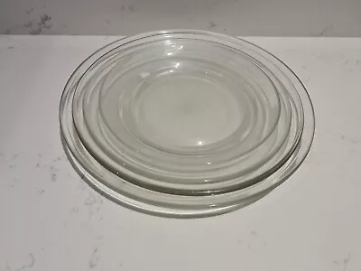 Buy 4 X Jaj Pyrex Vintage Clear Glass Plates Pie Oven 10  9  8  • 24.99£