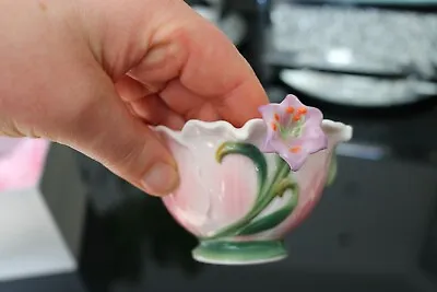 Buy Franz Style Porcelain Small Pink Trinket Bowl Decorated With Violet Lilies  R  • 10£