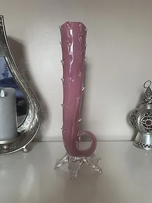 Buy Czech Bohemian Blown Pink Art Glass Thorn Vase Kralik  • 55£