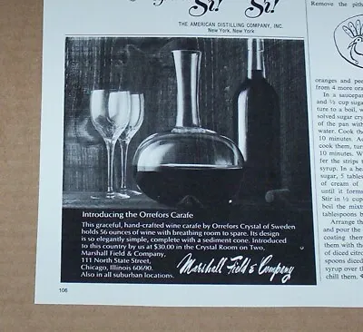 Buy 1973 Print Ad - Orrefors Crystal Glass Wine Carafe Glassware Vintage Advertising • 6.64£
