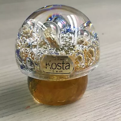 Buy Vintage Kosta Crystal Glass Mushroom Paperweight Goran Warff Sweden CHIPPED BASE • 24.75£