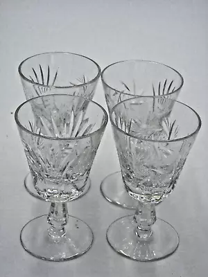 Buy Vintage Canadian Eaton Pinwheel Set Of 4 Crystal Sherry Glasses - Unused & Box • 12£