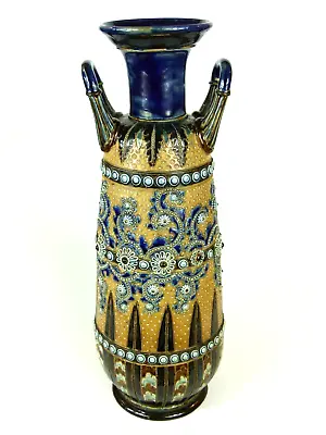 Buy A Large & Impressive Doulton Lambeth 2 Handled Vase By George Tinworth. 17  Tall • 595£