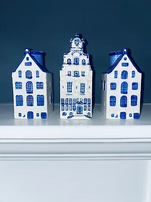 Buy X3 Lot Delft Blue Handpainted Old Dutch House Made In Holland Ceramic Collection • 86.66£
