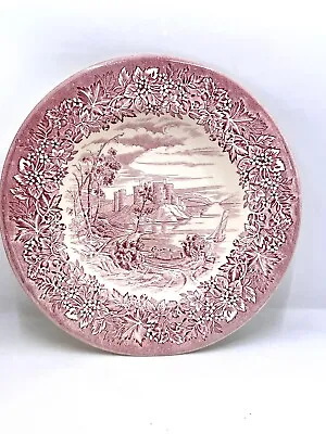 Buy 1 English Ironstone Tableware Rimmed Soup Bowl Red Linderhof Castle Pattern 8.5” • 5£