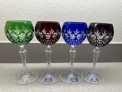 Buy AJKA Hungarian Crystal Cut To Clear Wine Hocks - Set Of 4 Colors - 8  Tall • 193.03£