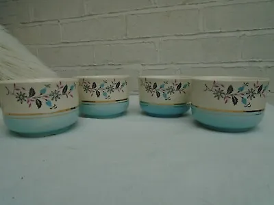 Buy Keele St. Pottery Co.Ltd Tunstall 1947-58 Pudding Bowls X4 Talk Of The Town Patt • 10£