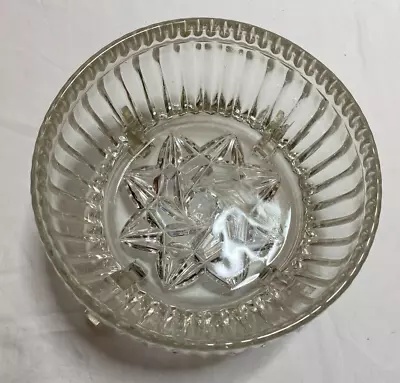 Buy Large Heavy Vintage Art Deco Clear Glass Four Stepped Feet, Fruit Or Trifle Bowl • 8£