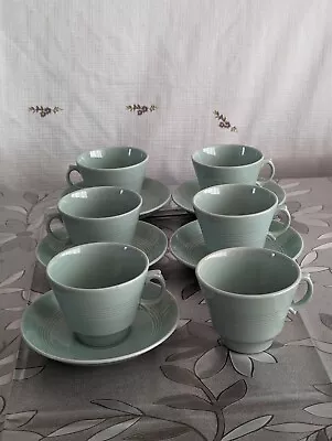 Buy Vintage Woods Ware Beryl Green  Cups And Saucers • 7.50£
