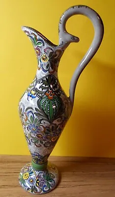 Buy Old Ceramic Vase With Handle And Flower Decor Signed BZ Italia Italy • 29.97£