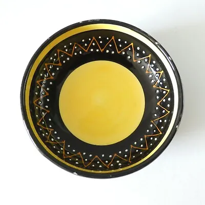Buy Vintage Art Deco 1920's HB Quimper Bowl Pin Dish Yellow Black Raised Dots France • 14.99£