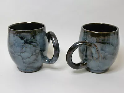 Buy Two Ewenny Pottery Studio Twisted Handle Mugs. Dark Brown & Grey. Not Been Used. • 16£