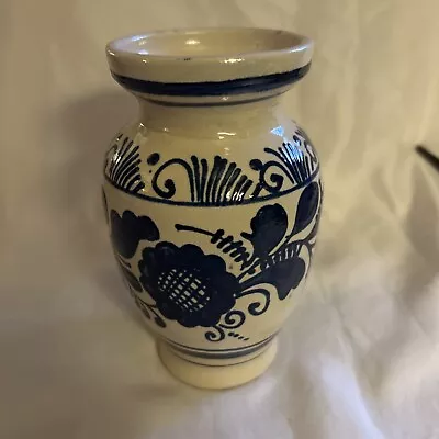 Buy Romanian Pottery Vintage Korund  Vase Blue White  Hand Painted Folk Art Romania • 21£