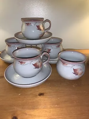 Buy Denby Twilight Cups & Saucers 4x Sugar Bowl 1983-92 1/3 Pint 3 In’s VGC Coloroll • 9.99£