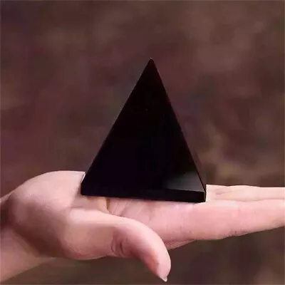 Buy Pyramid Black Crystal Obsidian Pyramid Natural Pyramid Crystal Ornaments • 9.09£