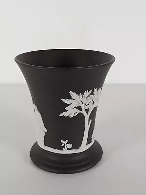 Buy Small Wedgwood Black Jasperware Vase, Dated 1963 • 14£