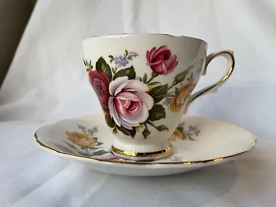 Buy Vintage Royal Sutherland Tea Cup & Saucer Made In Staffordshire England Roses • 15.64£