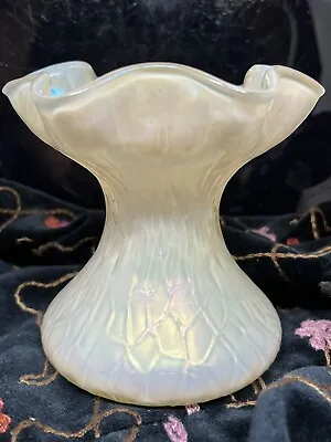Buy Art Nouveau Czech/Bohemian Irridescent White Mother Of Pearl  Glass Vase Kralik • 22£