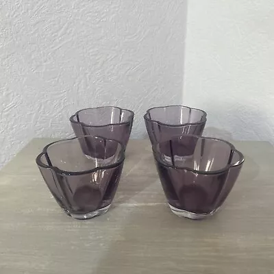 Buy Glass Candle Holder X4 Purple Colour Flower Shaped For Tea Light  NEXT • 3.99£