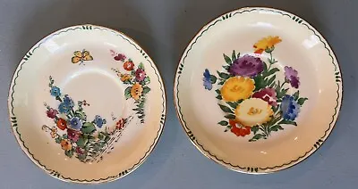Buy 2 Crown Staffordshire Multi Color Gold Smooth Edge 5 5/8  Saucers • 7.57£