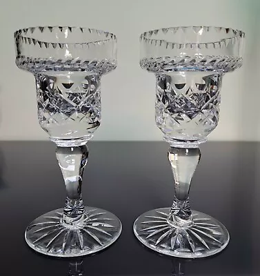 Buy Elegant Pair Of Clear Cut Crystal Candle Sticks Vgc • 18.95£