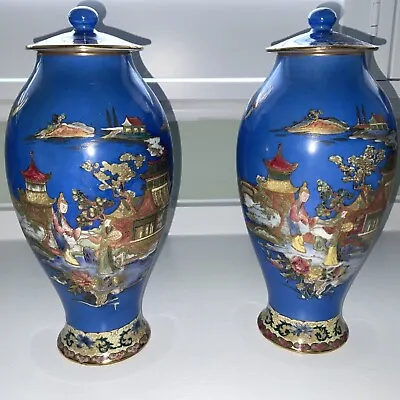 Buy Carlton Ware -pair Of Mikado Temple Jars -1920s W & R Mark -12 Inch -rare Color • 140£