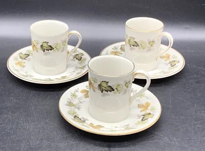 Buy Royal Doulton Larchmont Bone China Coffee Cups & Saucers X 3 • 11.45£