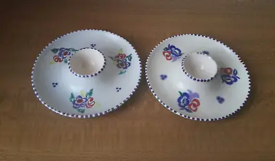 Buy 2X  Poole Pottery Egg Cup Eggcup Dish Soldier Plate Floral Bundle / Set Of 2 • 17.40£