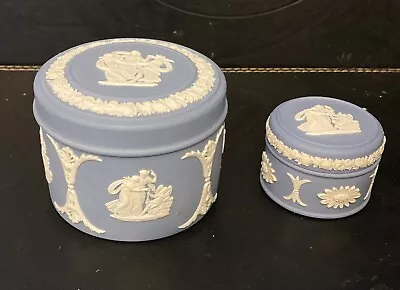 Buy Wedgewood Blue Jasperware - 2 X Trinket Boxes - 1 Large , 1 Small • 4.95£