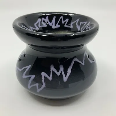 Buy Unique Funky Zig Zag Signed Art Pottery Bud Vase Candle Vessel Black 3 1/4  • 12.42£