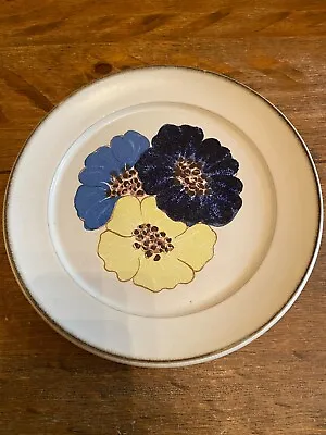 Buy VINTAGE DENBY POTPOURRI HUE 10  DINNER PLATE Blue & Yellow Flower Pattern 1970s • 3.99£