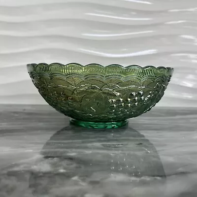 Buy Vintage Imperial Carnival Glass Olive Green Bowl 7” • 15.17£