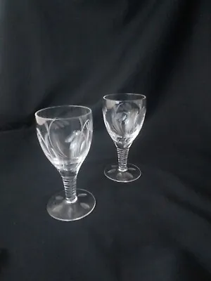 Buy Stuart, Pair Of Cut Glass, Sherry Glasses, Elgin Pattern • 25£