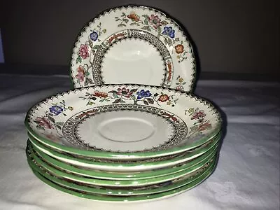 Buy Antique Set Of 7 Copeland Chinese Rose Saucers 14cm • 9.99£