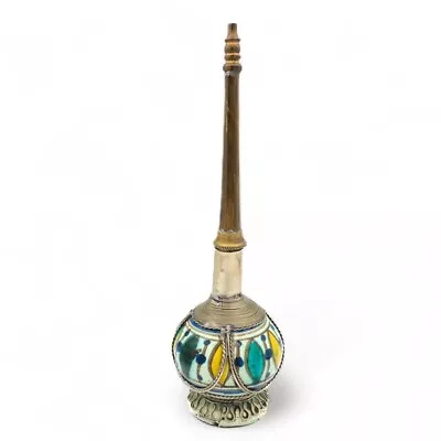 Buy Antique Moroccan Ceramic Pottery Perfume Bottle Sprinkler Ornate Metal Overlay • 54.81£