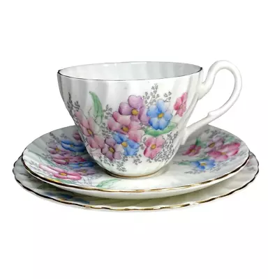 Buy Foley Trio Fine Bone China Cup Saucer Cake Plate Hand Painted Vintage 2053A • 9.99£