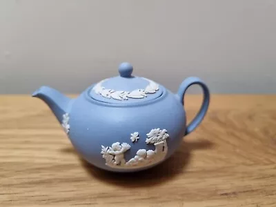 Buy A Fine Miniature Teapot Wedgwood Jasperware Blue Great Cond • 9.99£