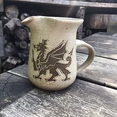 Buy Old Vintage Tregaron Pottery (Cymru) Welsh Dragon Design Stoneware Jug • 15£
