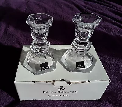Buy 2 Royal Doulton Fine Lead Crystal Glass Candlestick/Tea Light Holders Boxed  • 9.99£