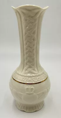 Buy Belleek Claddagh Irish Bud Vase W/gold Trim 6.5” Tall Cream • 28.81£