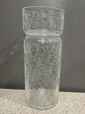 Buy Vintage “Gorgeous Designs” Clear Crackle Glass 9” Tall Vase EUC, Rare Find • 18.93£