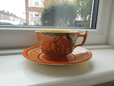 Buy Clarice Cliff Cafe-Au-Lait Red Roof Cottage Cup & Saucer • 160£