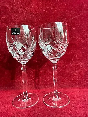 Buy Pair Of Royal Doulton Cut Crystal Wine Glasses 20 Cm 7 7/8  • 19.99£