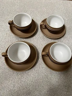 Buy 4 X Denby Cotswold Tea Cups & Saucers Stone Ware 1970's Pattern • 16.99£