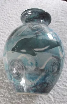 Buy Tain Pottery Scotland Cromarty Pattern 16CM Small Vase Hand Painted Dolphins • 20£