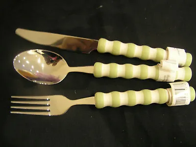 Buy Rare T G Green Cornishware Sage Green Cutlery Knife Fork Spoon 3 Piece Set New • 17.95£