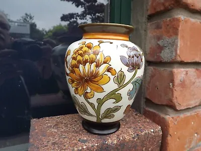 Buy Vintage Gouda Holland Pottery Vase Chrysanthemum Design 16cm Tall Fully Stamped • 39.99£